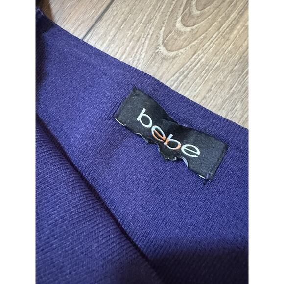 BEBE Y2K Vintage Deep Purple Bandage Mini Dress Off Shoulder Clubbing Bodycon S - Picture 4 of 16